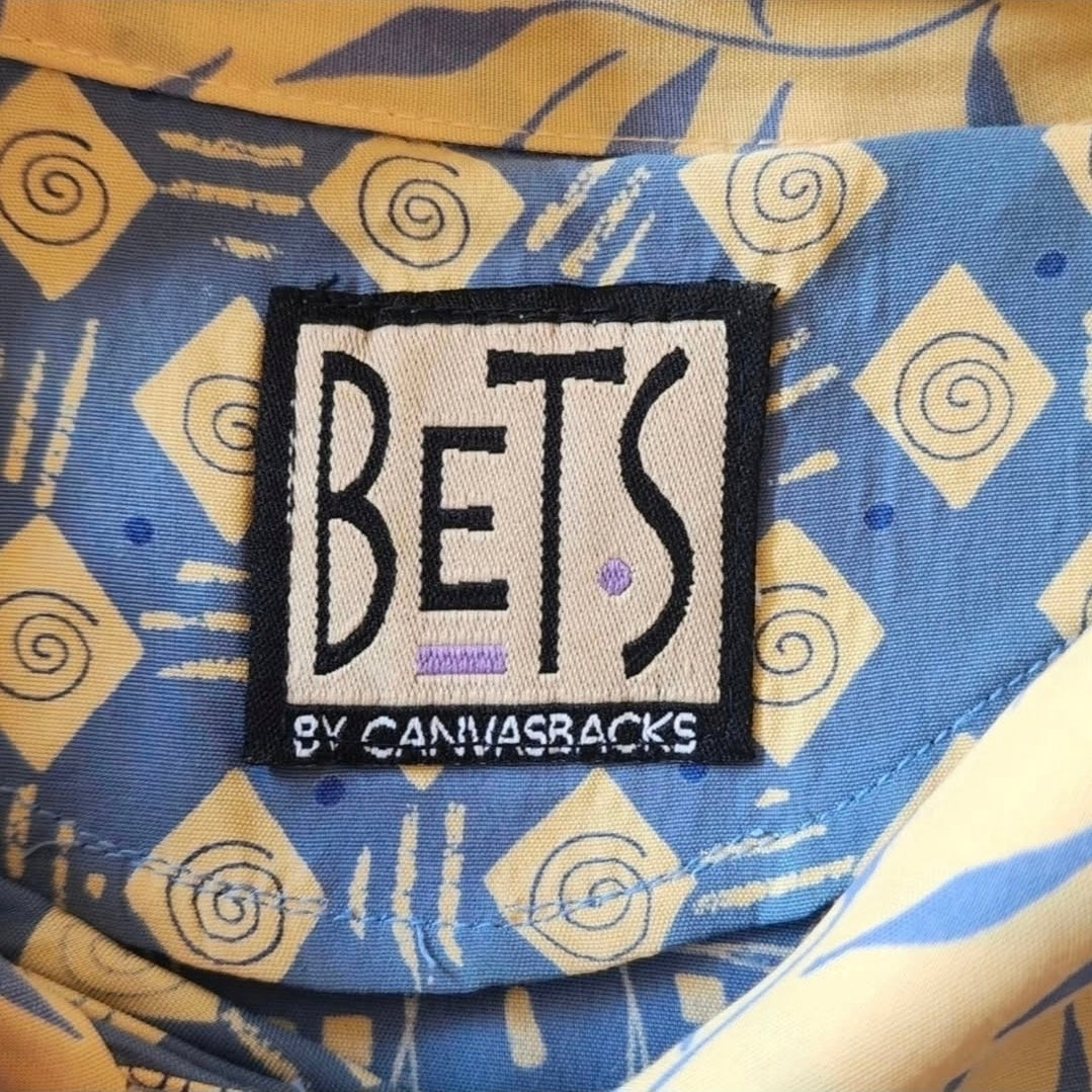 Bets by Canvasbacks Blue & Canary Yellow Sleeveless Button Front Sundress - Size M
