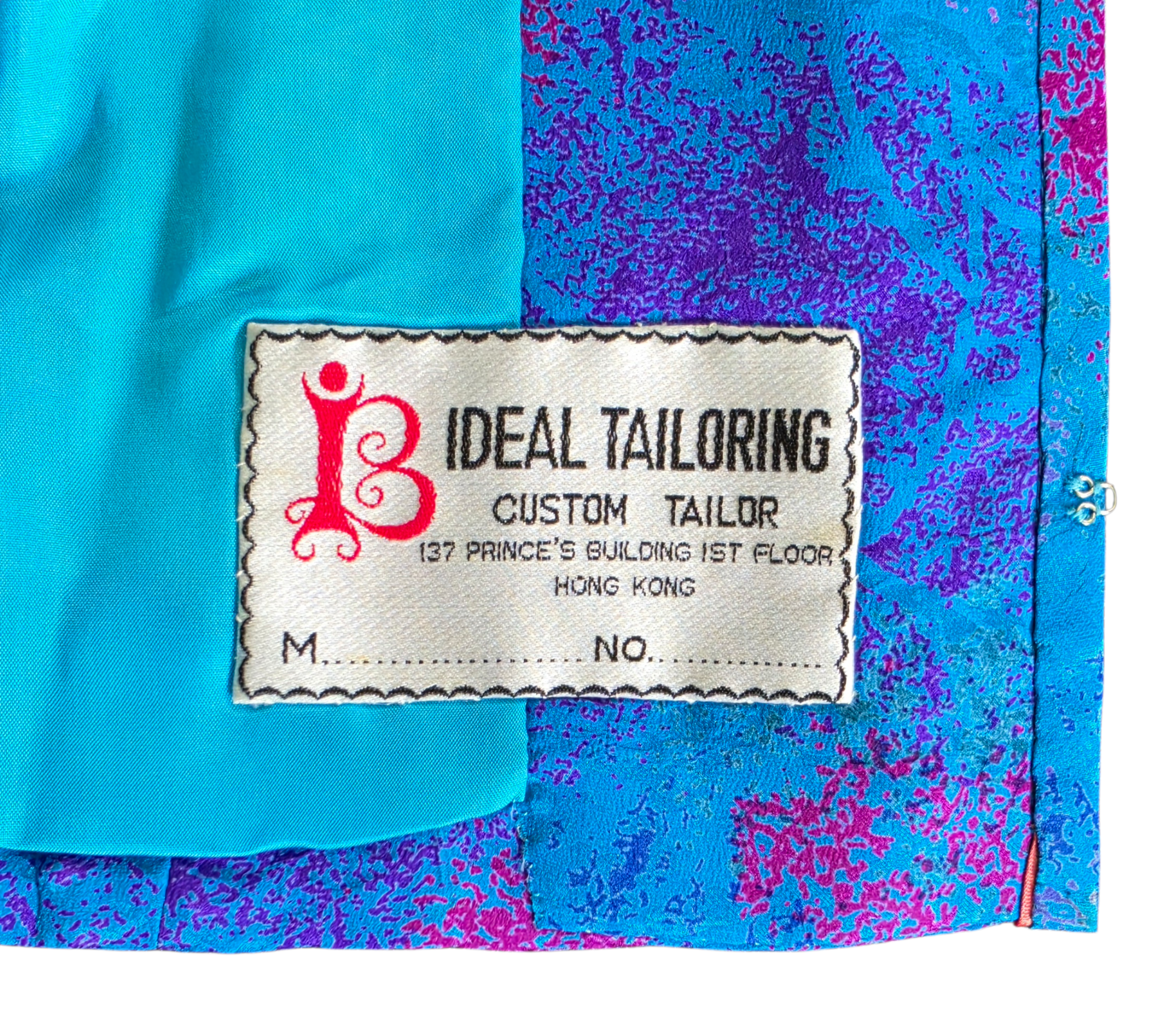 Custom Dress & Jacket Set Blue Purple Abstract Print (Hong Kong) - Size L