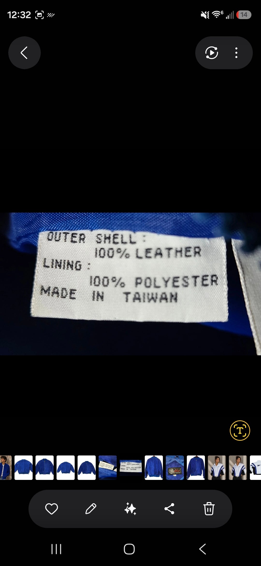 Authentic Imports Blue Suede Leather Quilted Bomber Jacket - Size M