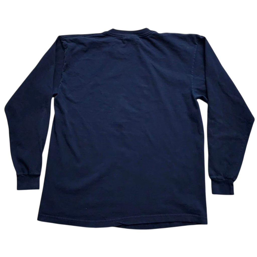 Vintage 90s Nautica Navy Blue Long Sleeve Logo T-Shirt - L