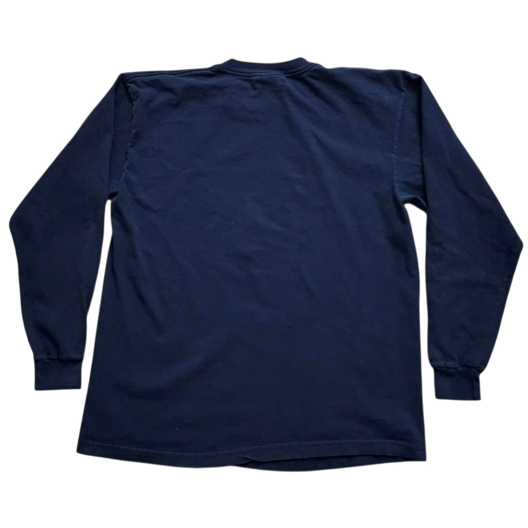 Vintage 90s Nautica Navy Blue Long Sleeve Logo T-Shirt - L