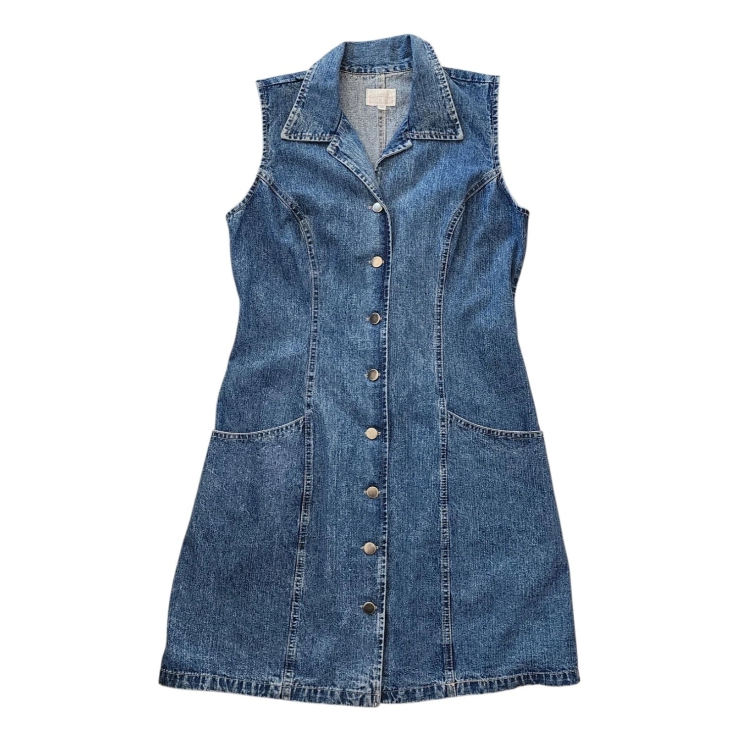 Moda International Sleeveless Denim Button Front Dress - Vtg 10