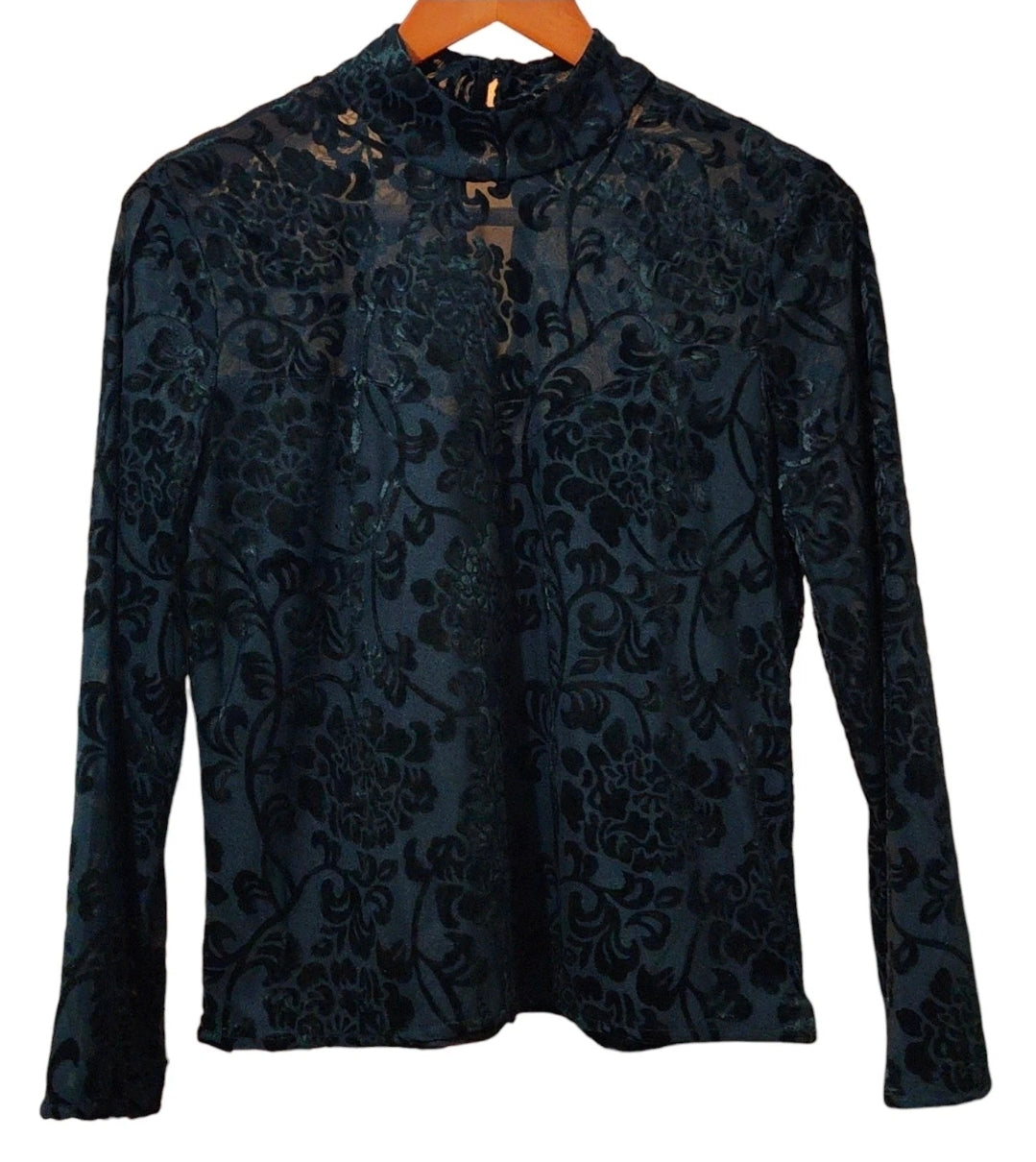 Jonquil by Diane Samandi Black Burnout Velvet Top - Size S