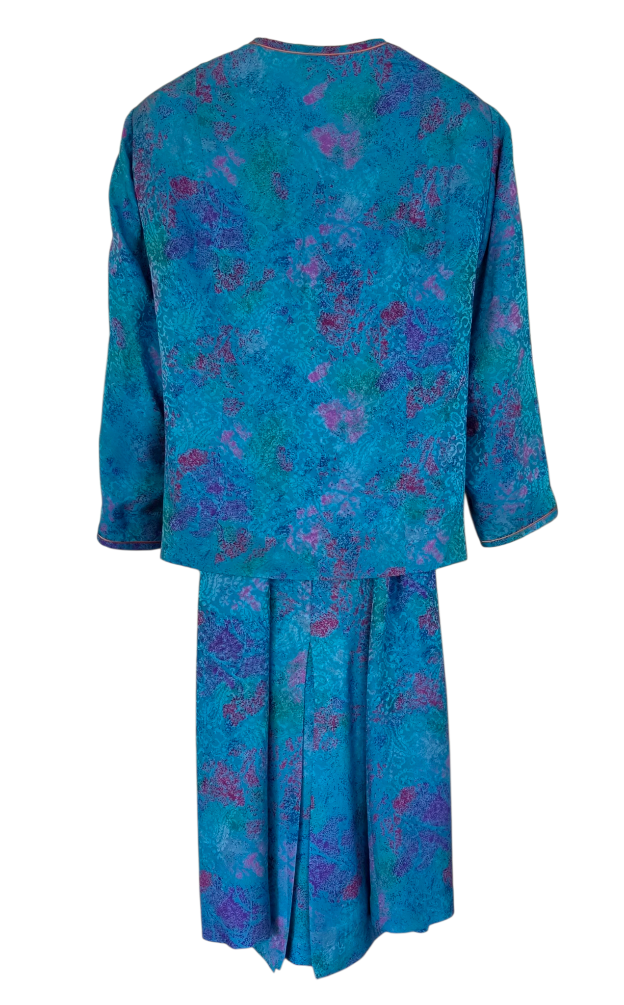 Custom Dress & Jacket Set Blue Purple Abstract Print (Hong Kong) - Size L