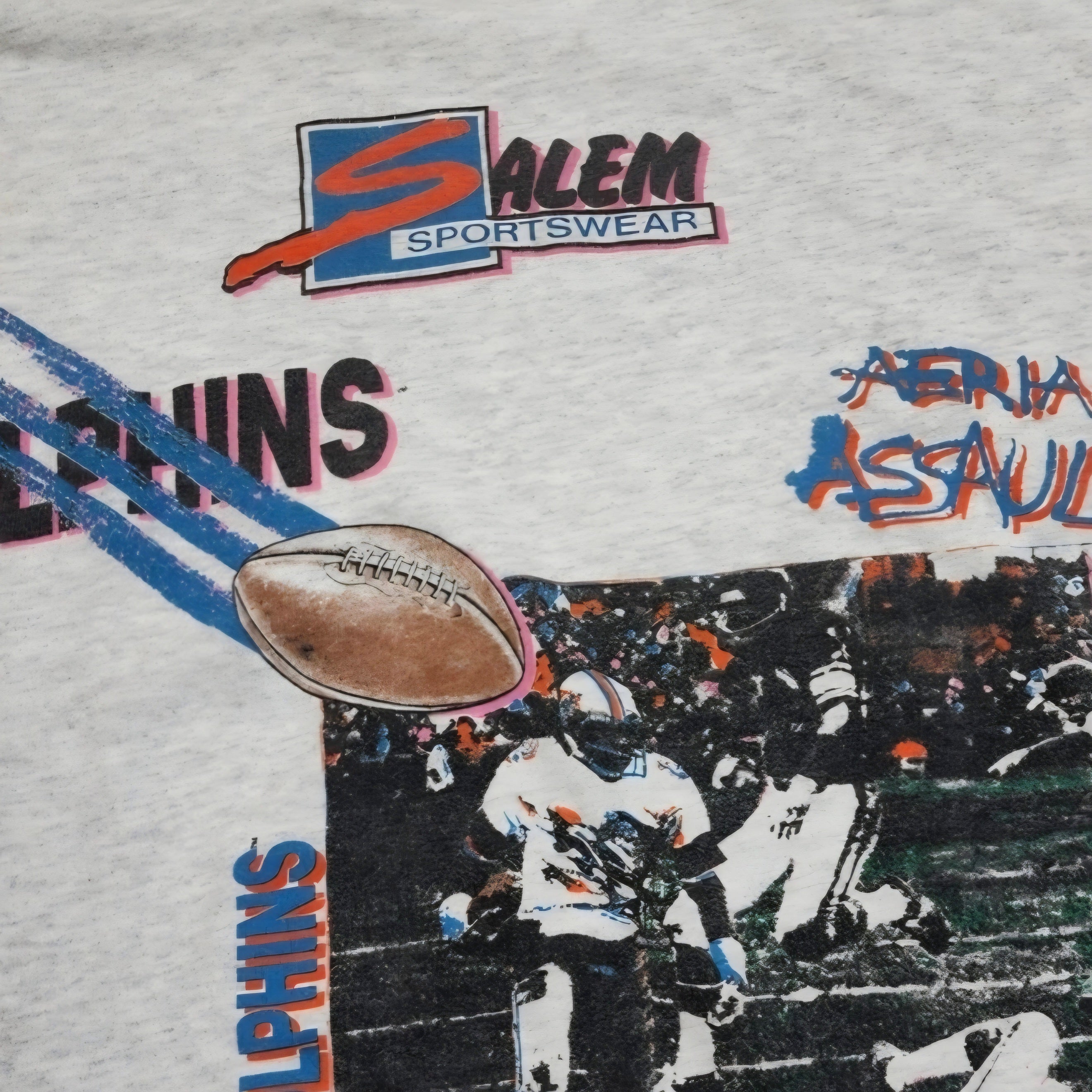 1990 Miami Dolphins Aerial Assault Graphic T-Shirt - Salem Sportswear - 2XL