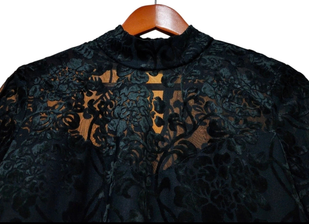Jonquil by Diane Samandi Black Burnout Velvet Top - Size S