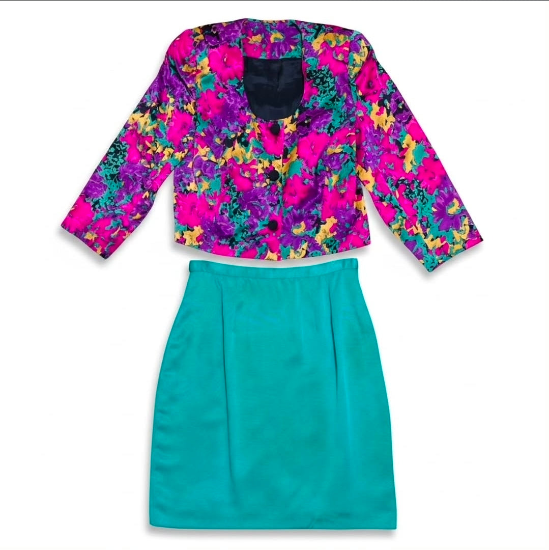 Vintage Two-Piece Skirt Suit Set - XS/S