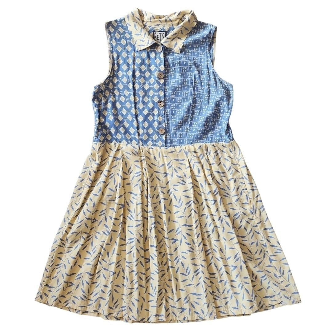 Bets by Canvasbacks Blue & Canary Yellow Sleeveless Button Front Sundress - Size M