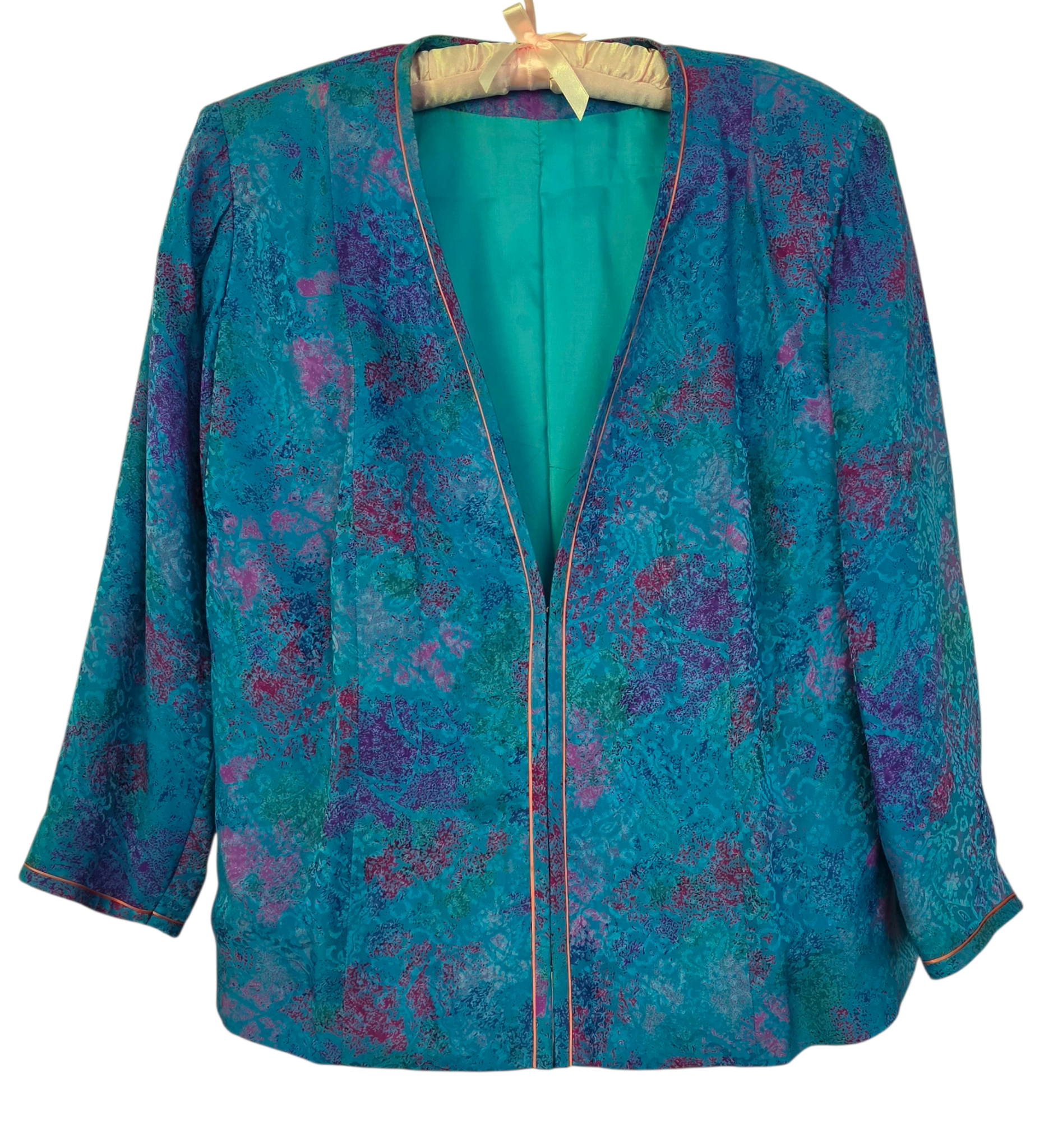Custom Dress & Jacket Set Blue Purple Abstract Print (Hong Kong) - Size L