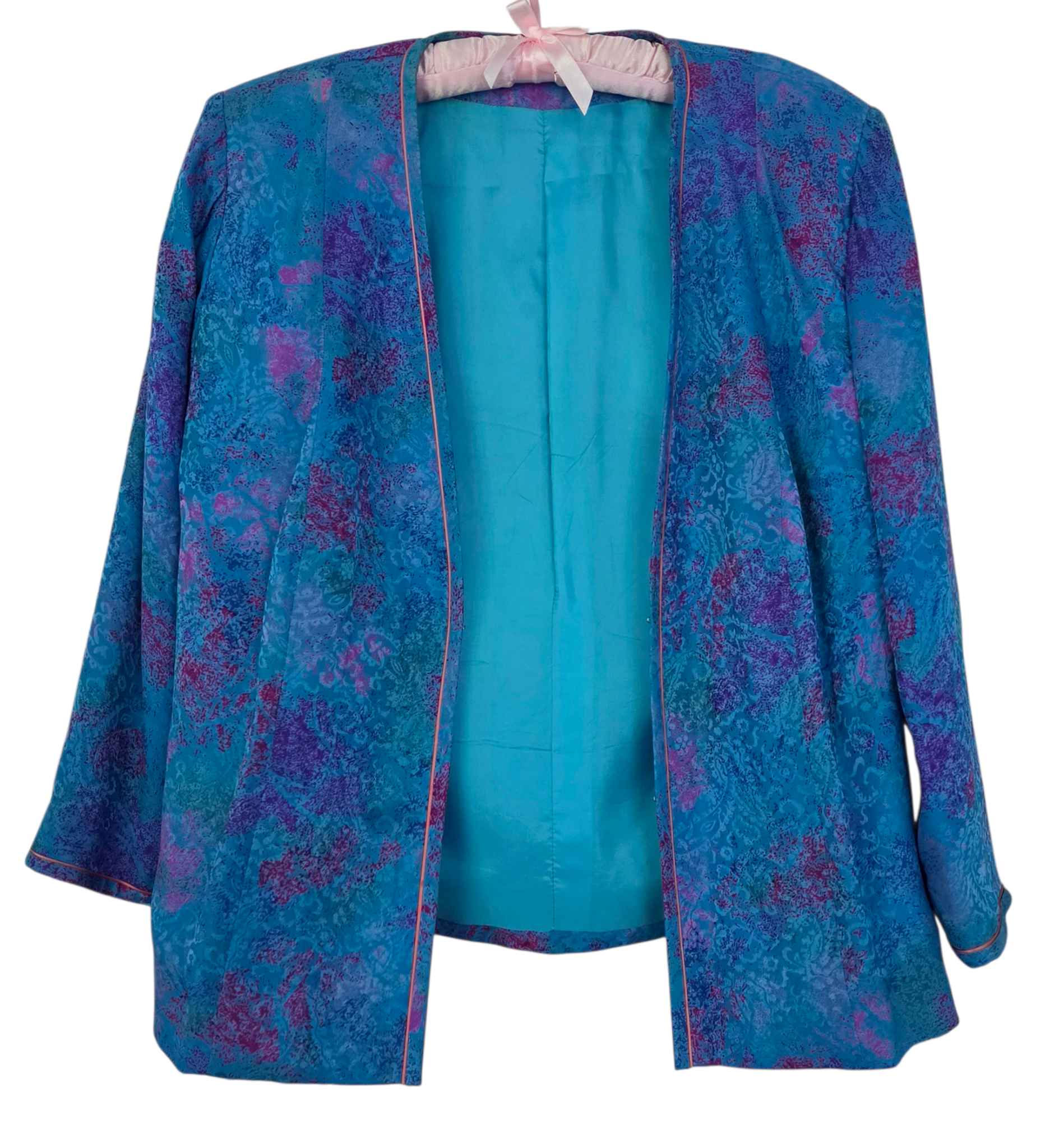 Custom Dress & Jacket Set Blue Purple Abstract Print (Hong Kong) - Size L