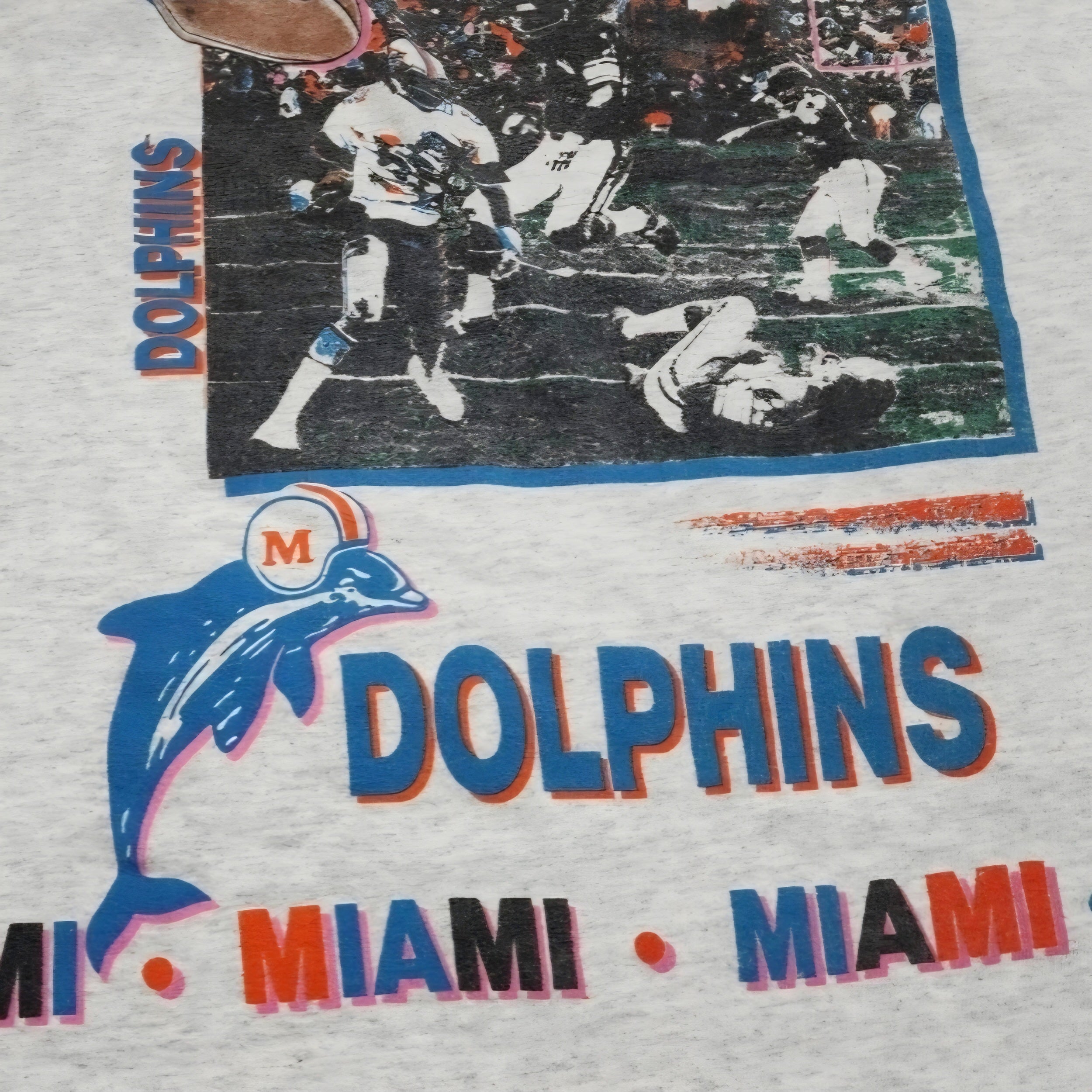 1990 Miami Dolphins Aerial Assault Graphic T-Shirt - Salem Sportswear - 2XL